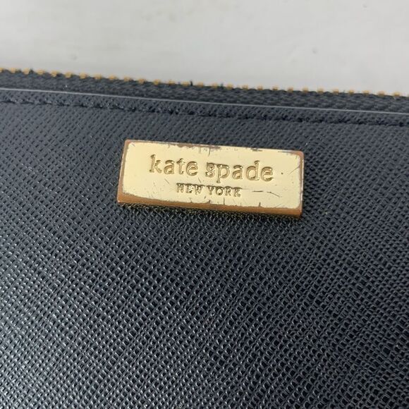 Kate Spade Newberry Lane black crossgrain leather continental zip-around wallet - Picture 2 of 8